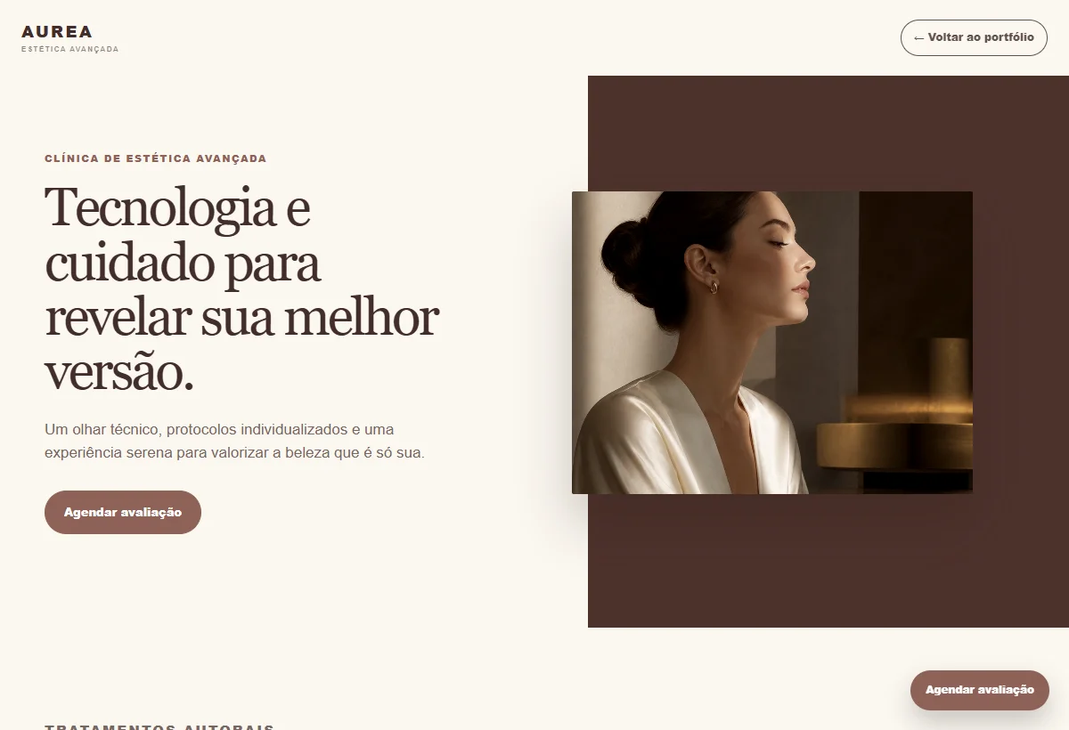 Página do projeto conceito Aurea