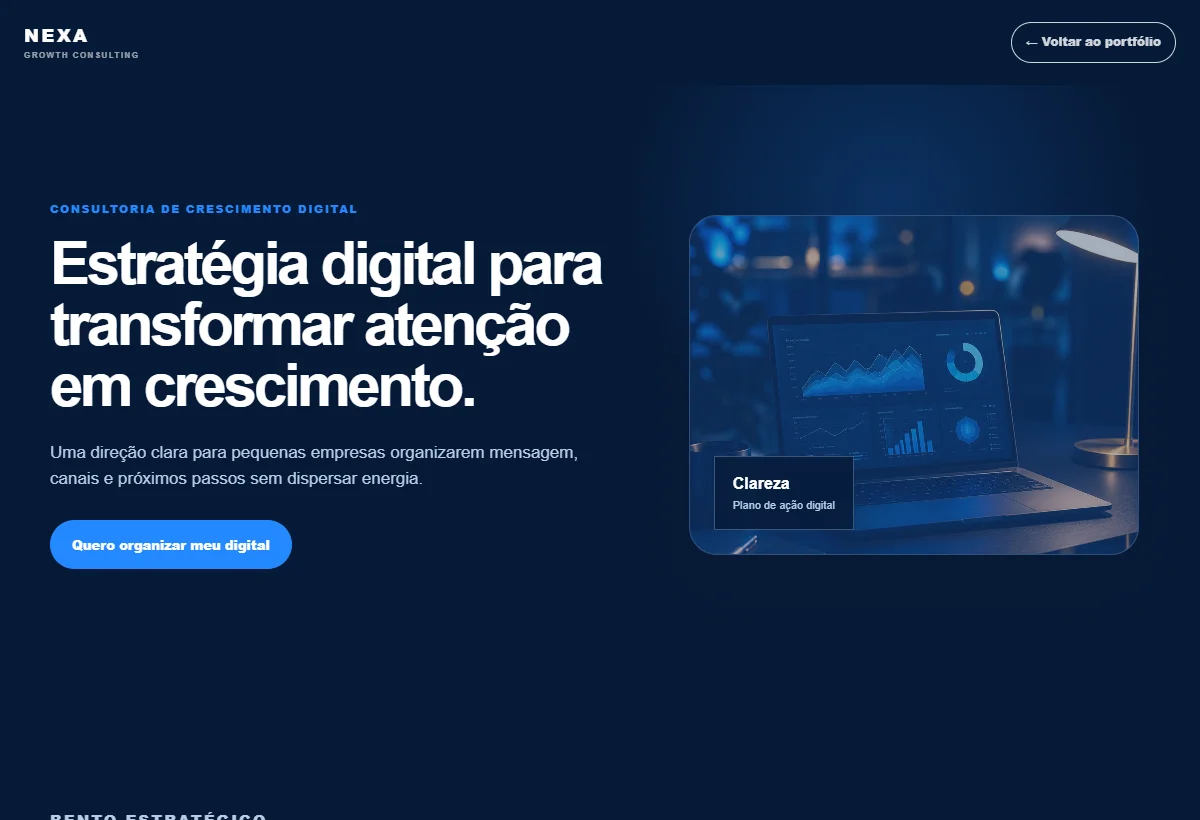 Página do projeto conceito Nexa